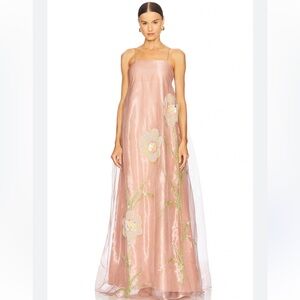 LA FUORI Daffodil Veil Embroidered Dress in Rose Shadow